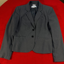 Womens Calvin Klein Blazer Size 12 Gray 2 Button Lined