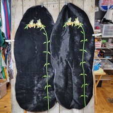 Axius Frog Car Seat Covers Pair Black Embroidered Vines Auto Bucket Polyester