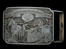 KH19148 VINTAGE 1976 AMERICAN AGRICULTURE 1776-1976 ORTHO PEWTER BUCKLE