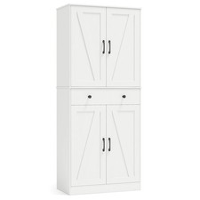 72" Tall Kitchen Pantry Modern Farmhouse Cupboard Cabinet with 4 Barn Doors