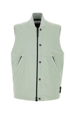 STONE ISLAND Mint Green Stretch Polyester Sleevless Jacket New & Authentic