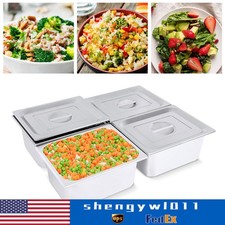 4 Pack 6"Deep 1/2 Size Steam Table Pans with Lids Hotel Food Pan Stainless Steel