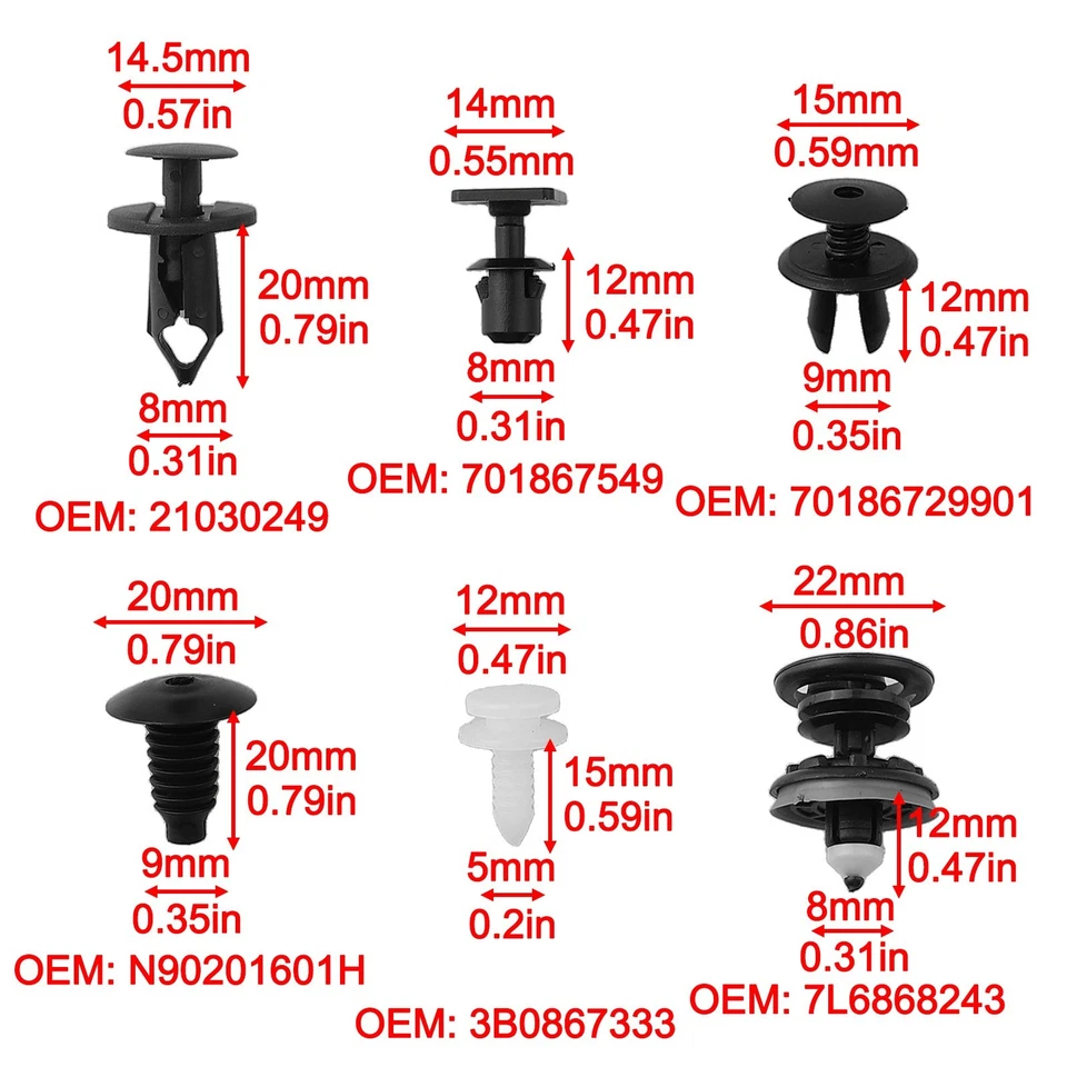 Easily Replace Vehicle Trim with 120X Fastening Clips for Transporter T4 T5 - Image 3 of 4