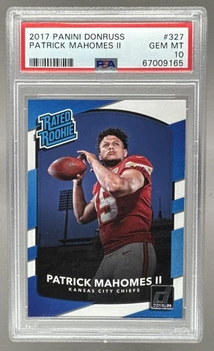 67009165 Patrick Mahomes II 2017 Panini Donruss #327 RC Rated Rookie PSA 10