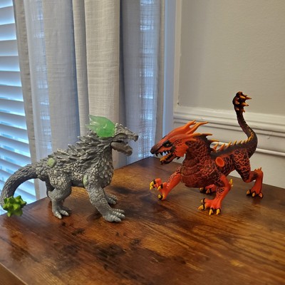 Schleich Eldrador Creatures gray Stone Dragon fantasy figure Red Lava Dragon