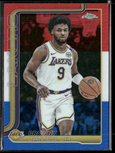 2025-26 Topps Chrome #182 Bronny James Jr. Red White and Blue Refractor