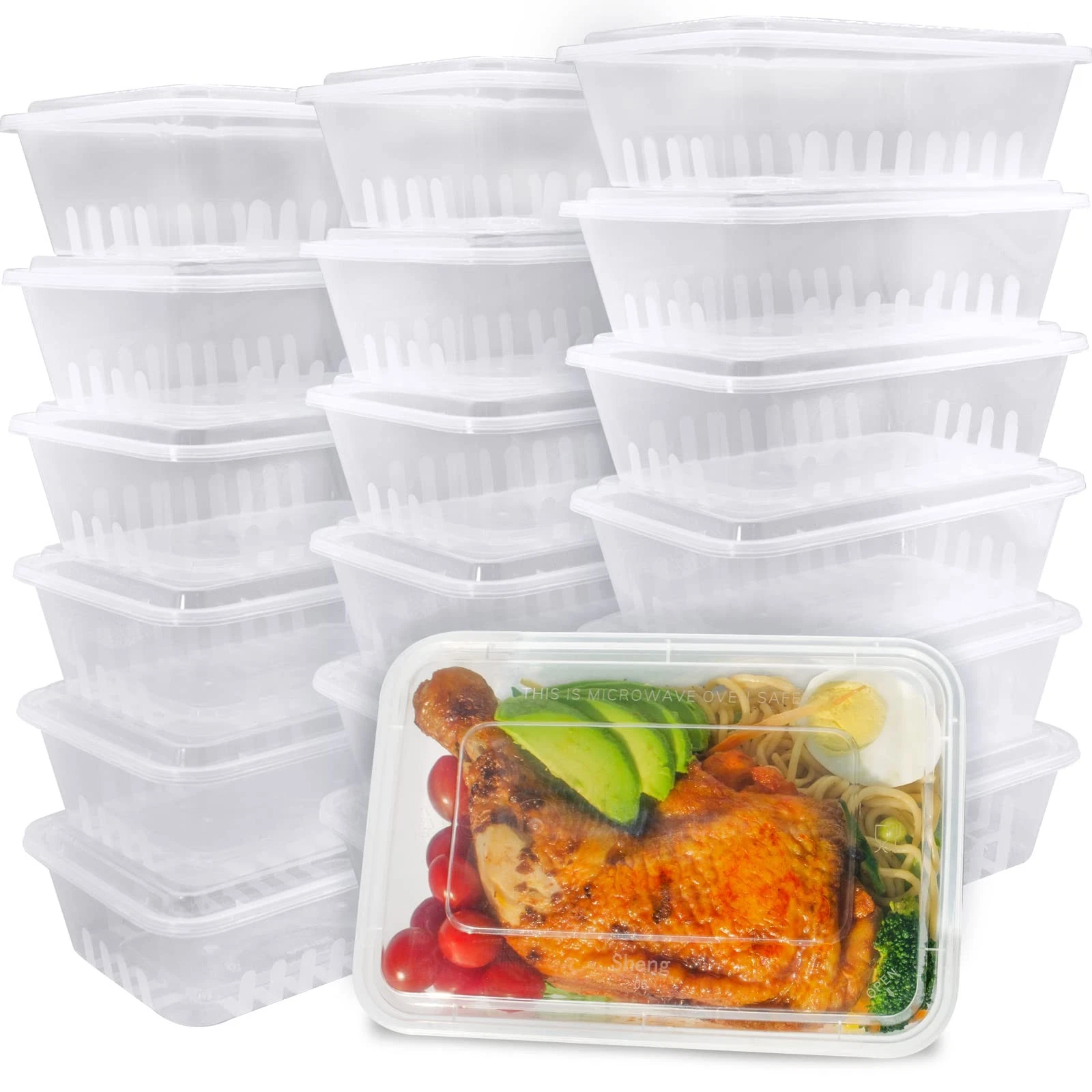 49oz Disposable Meal Prep Container Large For Food,50PK Plastic Storage Conta...