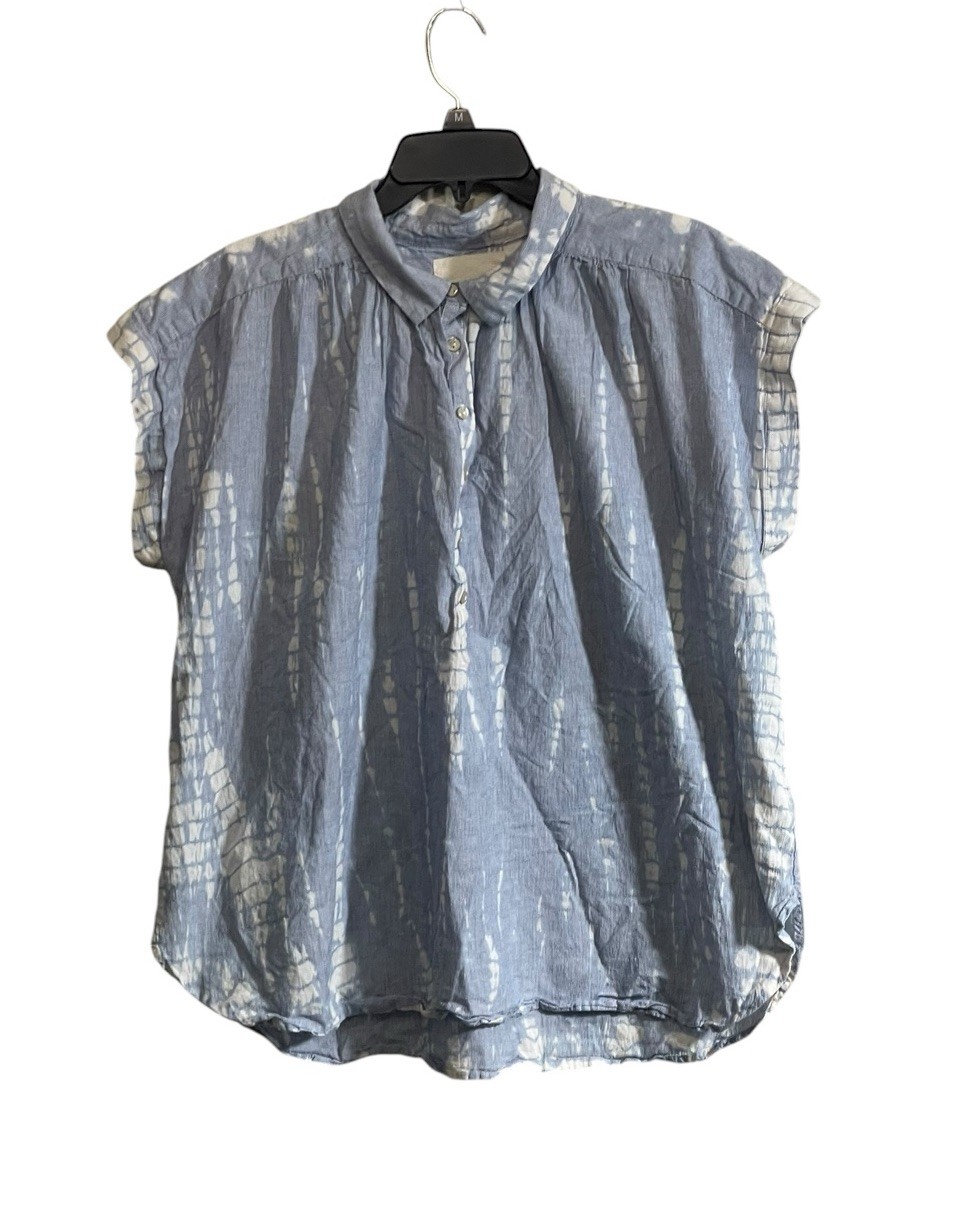 Lucky Brand Large Dolman Popover Shirt Blue Collared 1/2 Button Relaxed Casual