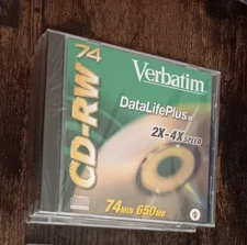 Lot of 5 New Verbatim CD-RW 650MB 74mm Sealed 2x-4x Speed Rewritable free ship