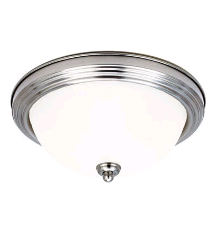 Two (2x) Generation Lighting 77064-962 13 inch Flush Mount In Brushed Nickel