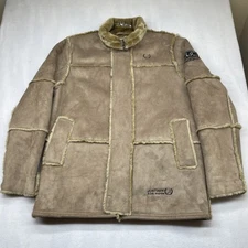 Beige Justwin Jeans Fashion Suede Fur Jacket - excellent condition - 2XL XXL