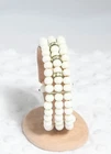 Vintage 1950's three strands milk glass bead wrap bracelet w/white rhinestones