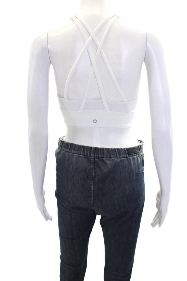 Camiseta sin mangas Lululemon para mujer elástica con estampado gráfico recortada ropa deportiva blanca talla 4 Foto 3 de 4