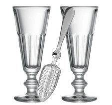 2 French Yvonne Absinthe Glasses & Absinthe Spoon - Set