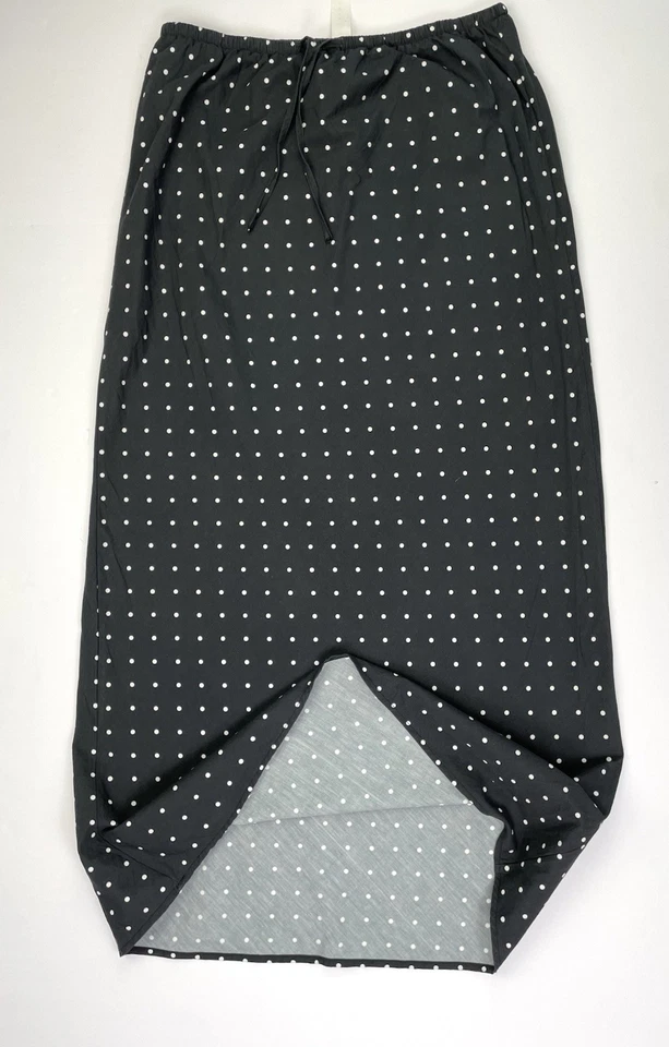 Maxi falda recta Missguided negra blanca a lunares de algodón con cordón talla mediana Foto 3 de 4