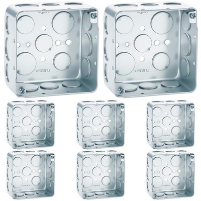 8 PCS 4x4 Inch Metal Electrical Box 21/8 Inch Deep 30.3 Cu.in Galvanized