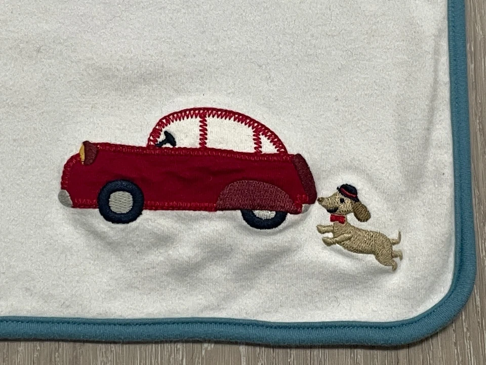 Gymboree Cuna Bebé Dachshund Conducción Coche Manta Reversible Azul Blanco 2013 Foto 3 de 4