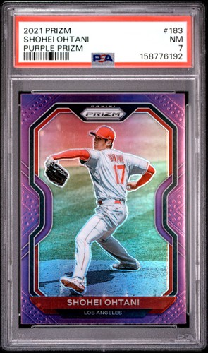 2021 PANINI PRIZM PURPLE PRIZM #183 SHOHEI OHTANI PSA 7