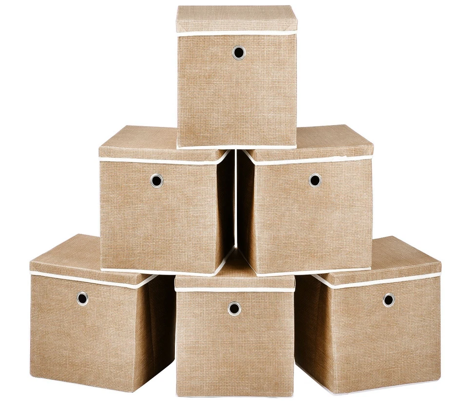 Foldable Fabric Storage Boxes with Lids Collapsible Space-Saving Closet Set of 4 - Image 4 of 4