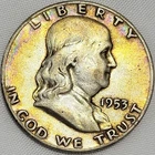 1953S Franklin Die Clash Low Relief XF Colorful Toning Minimal Luster #01.09.26c