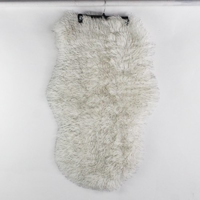 Unbranded Small Fluffy Soft White and Gray Faux Fur Rug 40''x22''x1''