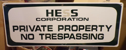 AMERADA HESS TRUCK METAL SIGN-VINTAGE ORIGINAL DIESEL YARD TRUCK SIGN