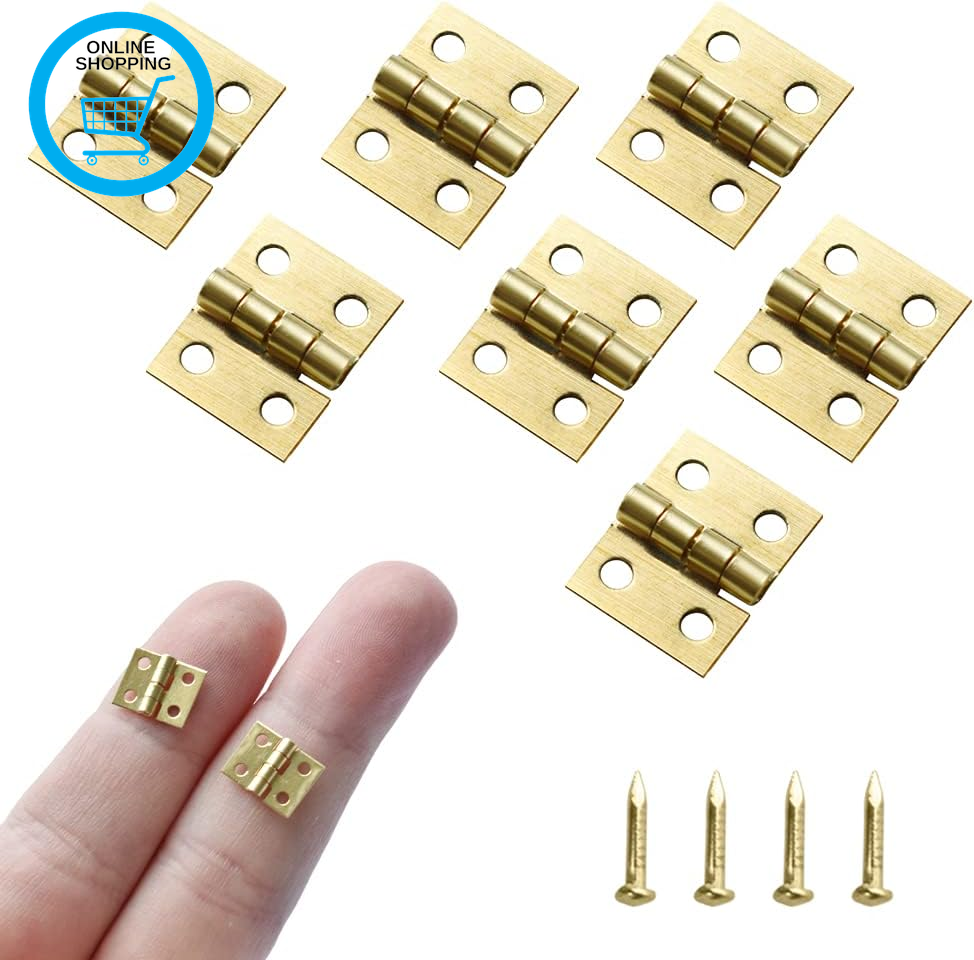 100Pcs Brass Hinges Mini 10X8Mm 180 Degree Miniature Furniture Wooden Box Jewelr