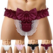 1pc-Sissy Uomo Lingerie Raso Mutandine Tanga Bikini Intimo Perizoma UK