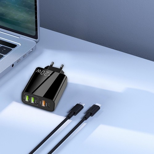 Charge Rapide 120W 3USB+2 Type C Chargeur Quatre Ports Téléphone Portable Tête de Charge - Photo 11 sur 16