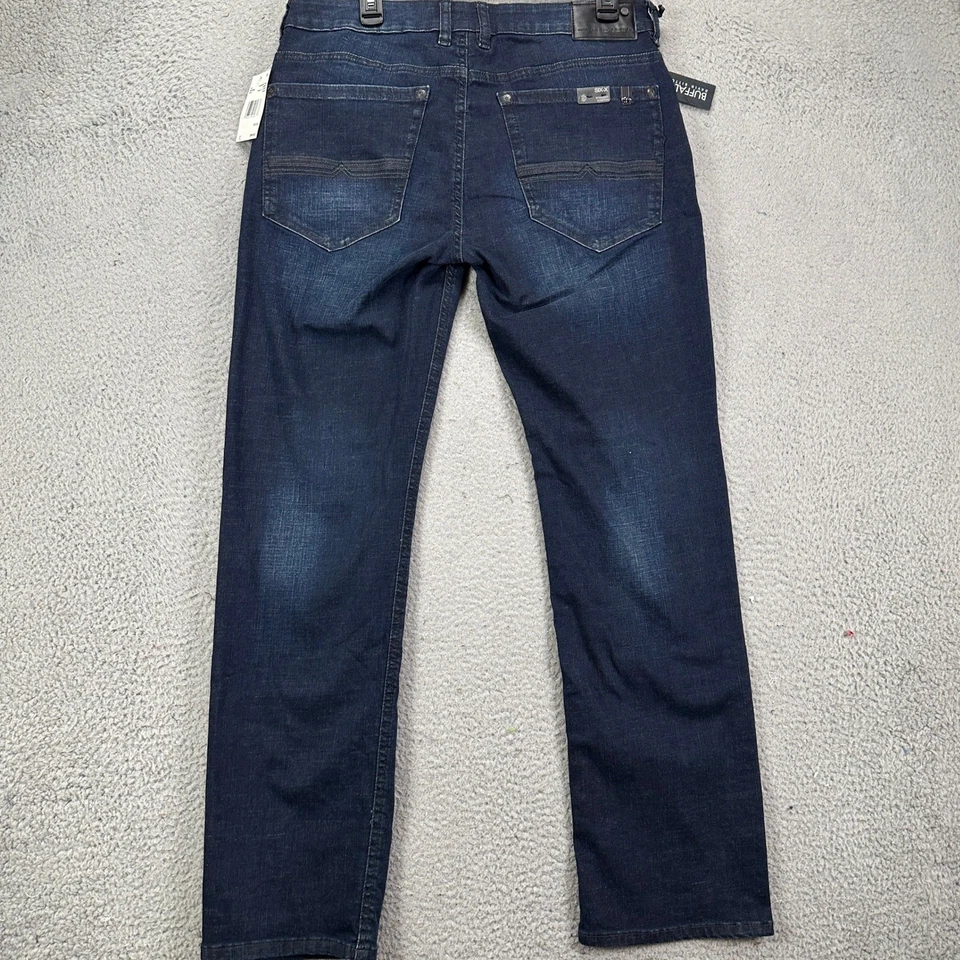 Jeans rectos Buffalo David Bitton Six-X para hombre 32X32 azul desgastado elástico NUEVO Foto 3 de 4