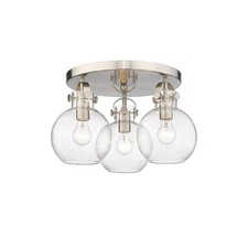 Innovations Newton Sphere 3 Lt 7" Flush, SN/Seedy - 410-3F-SN-G410-7SDY