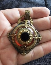 Vintage PATRICE Pendant Egyptian Inspired Scarab Onyx Jewelry