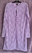 Boohoo Lilac Lace Up Lace Dress Sz 16