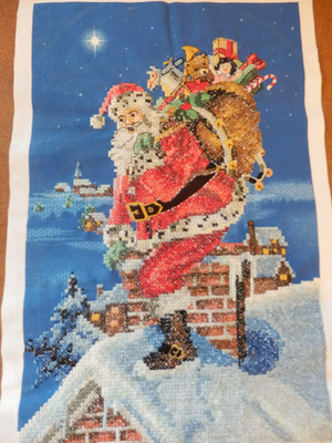 Fertiggestellter Kreuzstich ''Santa Delivery'' von Dimentions Inc 2002 15,5'' x 10''