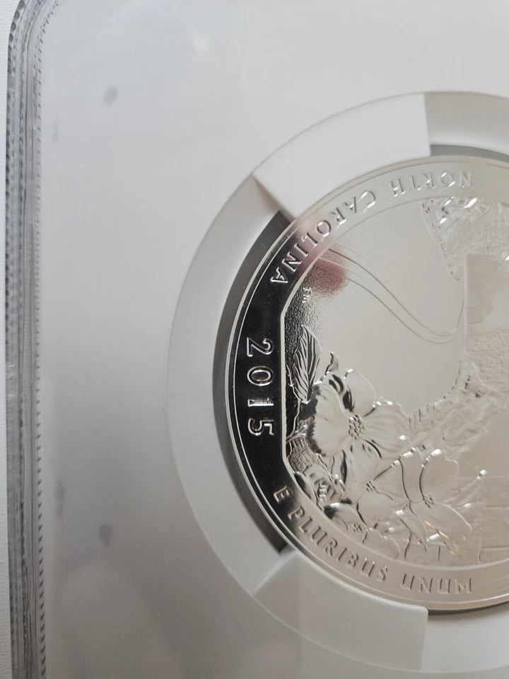 2015 5 OZ SILVER BLUE RIDGE PARKWAY NGC MS69 ER DPL - DEEP PROOF LIKE - Image 4 of 4