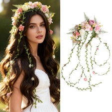 Sweety Flower Hair Crown For Women Exquisite Elegant Gauze Simulated Floral Wrea
