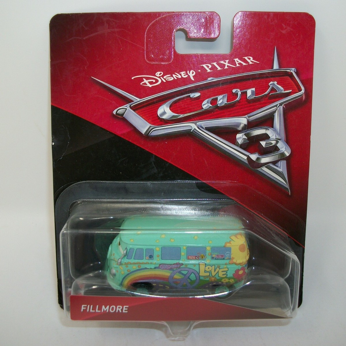 Disney Pixar Cars 3 Fillmore VW Van Bus Hippie Love Peace Rainbow