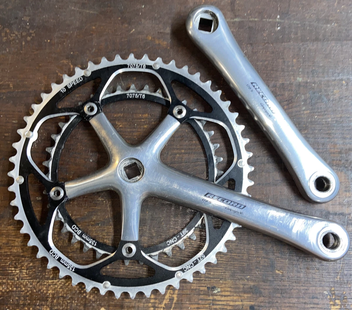 Campagnolo Record Crankset 172.5 10 speed 52 39 Alloy Road Bike