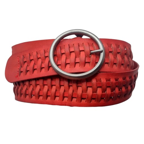 Old Navy Burnt Orange Braided Woven Leather Women's Size M 36 Belt 1.5" Wide 40"
