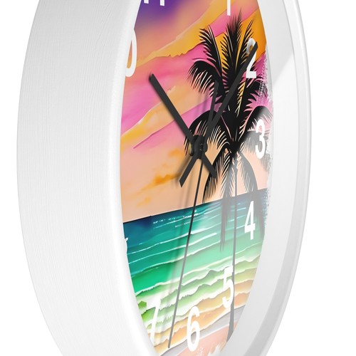 Tropical Beach Wall Clock - Relaxing Home Decor, Coastal Vibes, Gift for Beach - Picture 18 of 19
