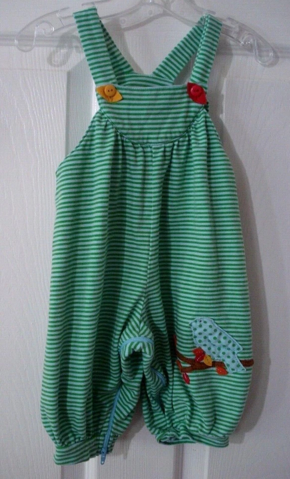 Batata Doce Infantil Menina Listrada Uma Peça Aplique Pássaro Tamanho 9 Meses NOVO - Imagem 4 de 4