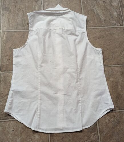 NWT J.Crew Factory Size M Women's White Sleeveless Collared Perfect Fit Top 4133 - Picture 3 of 3