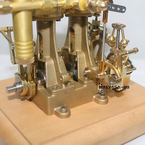 OKMO Retro Vertical 2-cylinder Reciprocating Double-acting Steam Engine Model - Picture 7 of 9