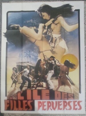 Original Movie Poster L'ile des Filles Perverses M.I. BONNS Fold-out sheet 60x45