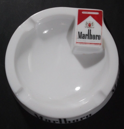 MARLBORO Cigarettes super rare vintage porcelain round ashtray OPALEX milk glass - 第 1/8 張圖片