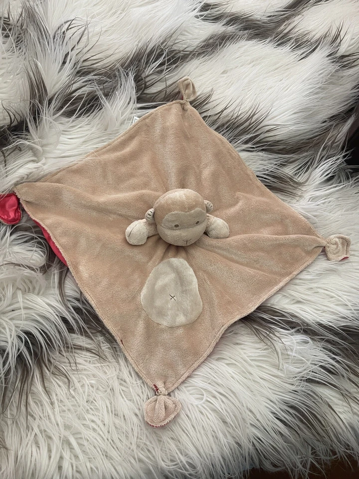 Carter's желтовато-коричневый обезьяна безопасности одеяло милый коричневый красный атласный низ бант погремушка - Изображение 2 из 4