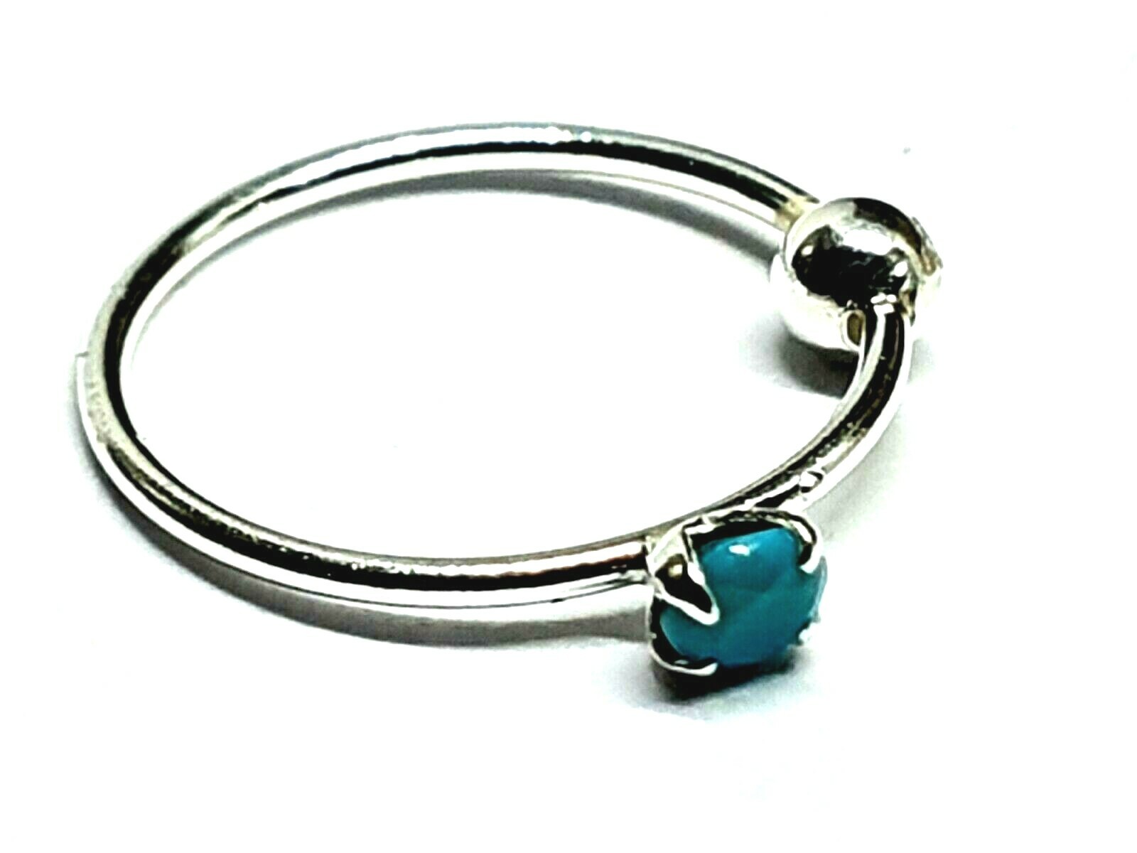 Turquoise Nose Ring 8mm Crystal 22g (0.6 mm) 925 Sterling Silver Body Piercing