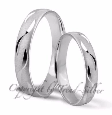 2 SILBER Ringe 4mm Trauringe mit Stein und Gravur J41-1 - Bild 1 von 4