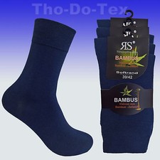 Socken Viskose aus Bambus, Softrand, handgekettelt ohne Naht, 3 Paar jeansfarben