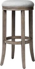 Eva 31 Inch Tall Bar Height Rotating Backless Barstool in Reclaimed Oak Finish w